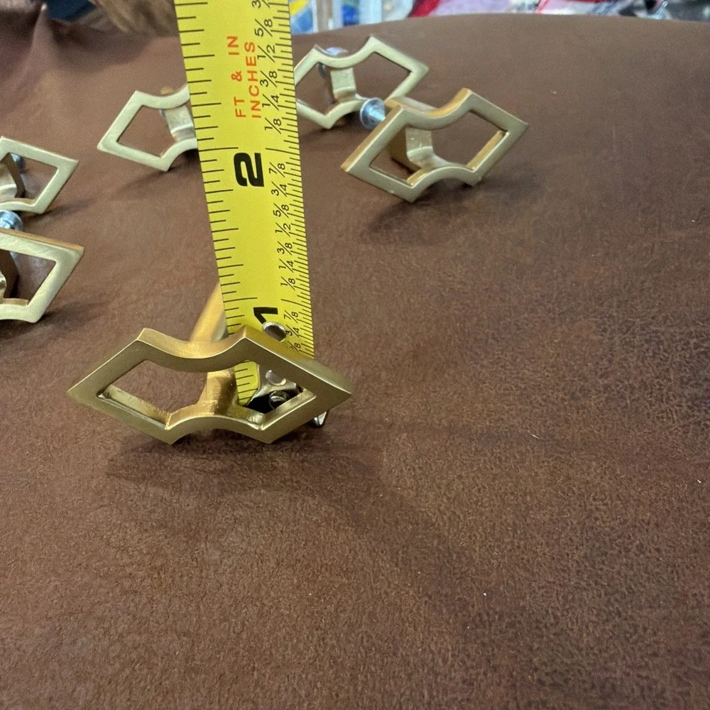 Vintage Set of 6‎ Solid Brass Geometric Cabinet Drawer Pulls MCM